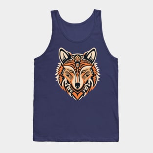 Wolf Mask Aztek Tribal Ethno Design Tank Top